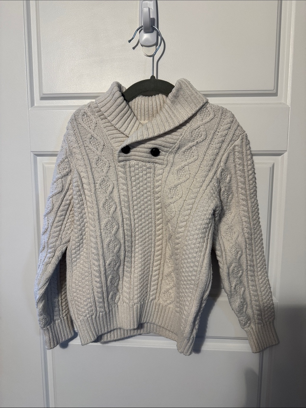 Janie and Jack Cream Cable Knit Shawl-Collar Sweater